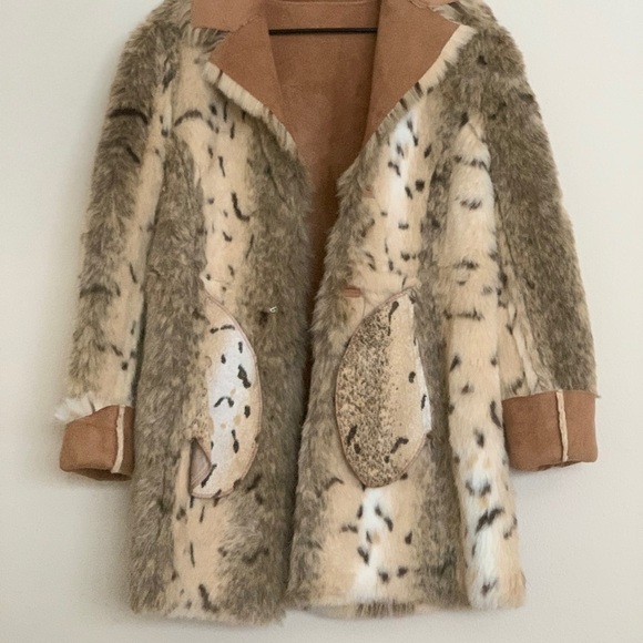 VTG Talbots women Size MP brown suede faux fur animal print reversible JacketNWT - Picture 10 of 16